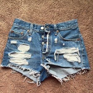 Levi’s medium wash 501 denim cutoff shorts